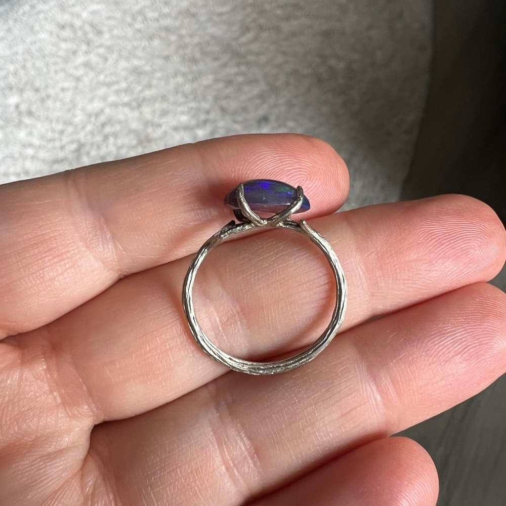 Dark Crystal Opal Sterling Silver Ring - Picture 5 of 6